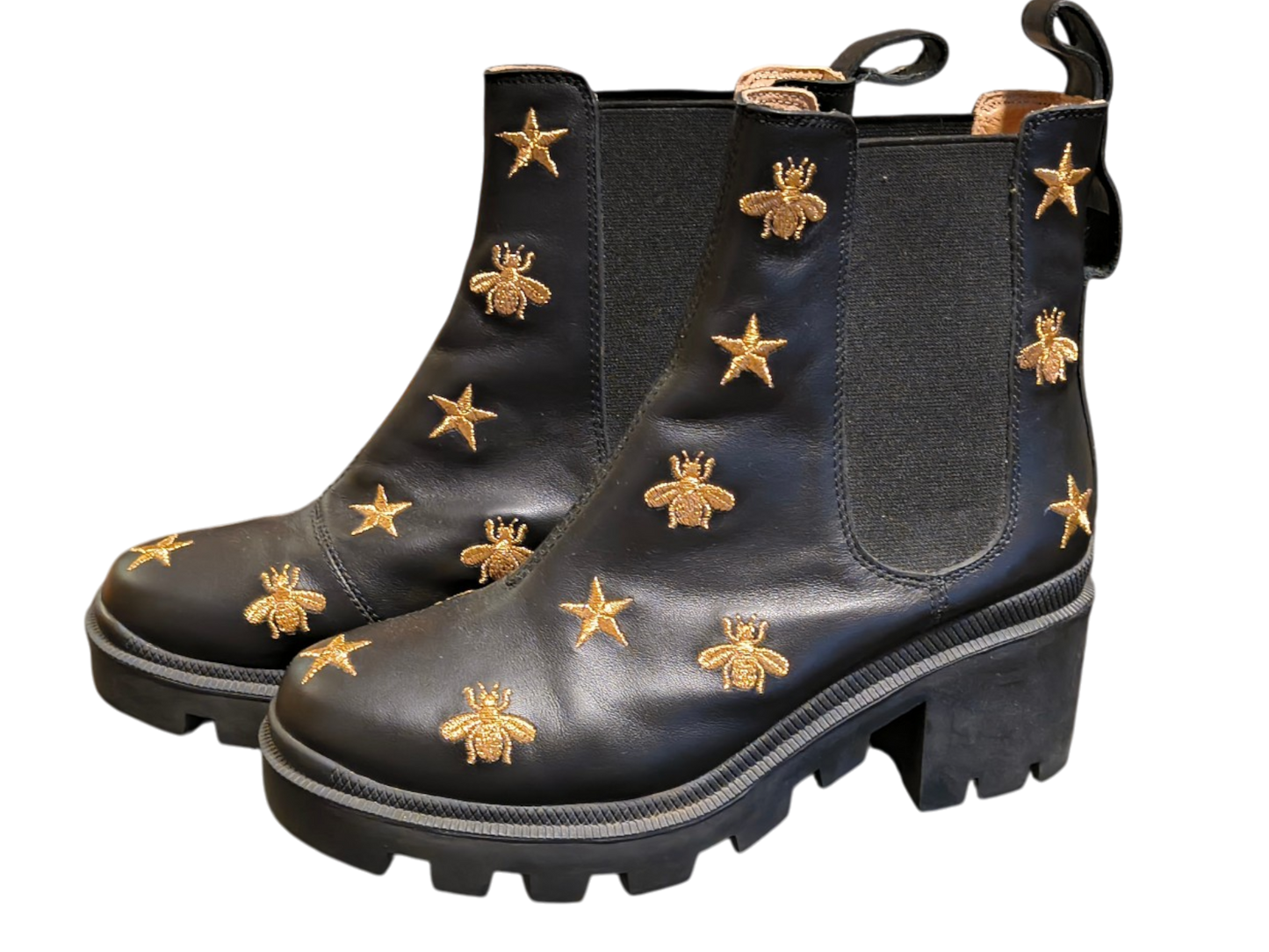 Gucci Leather Bee and Star Chelsea Boots
