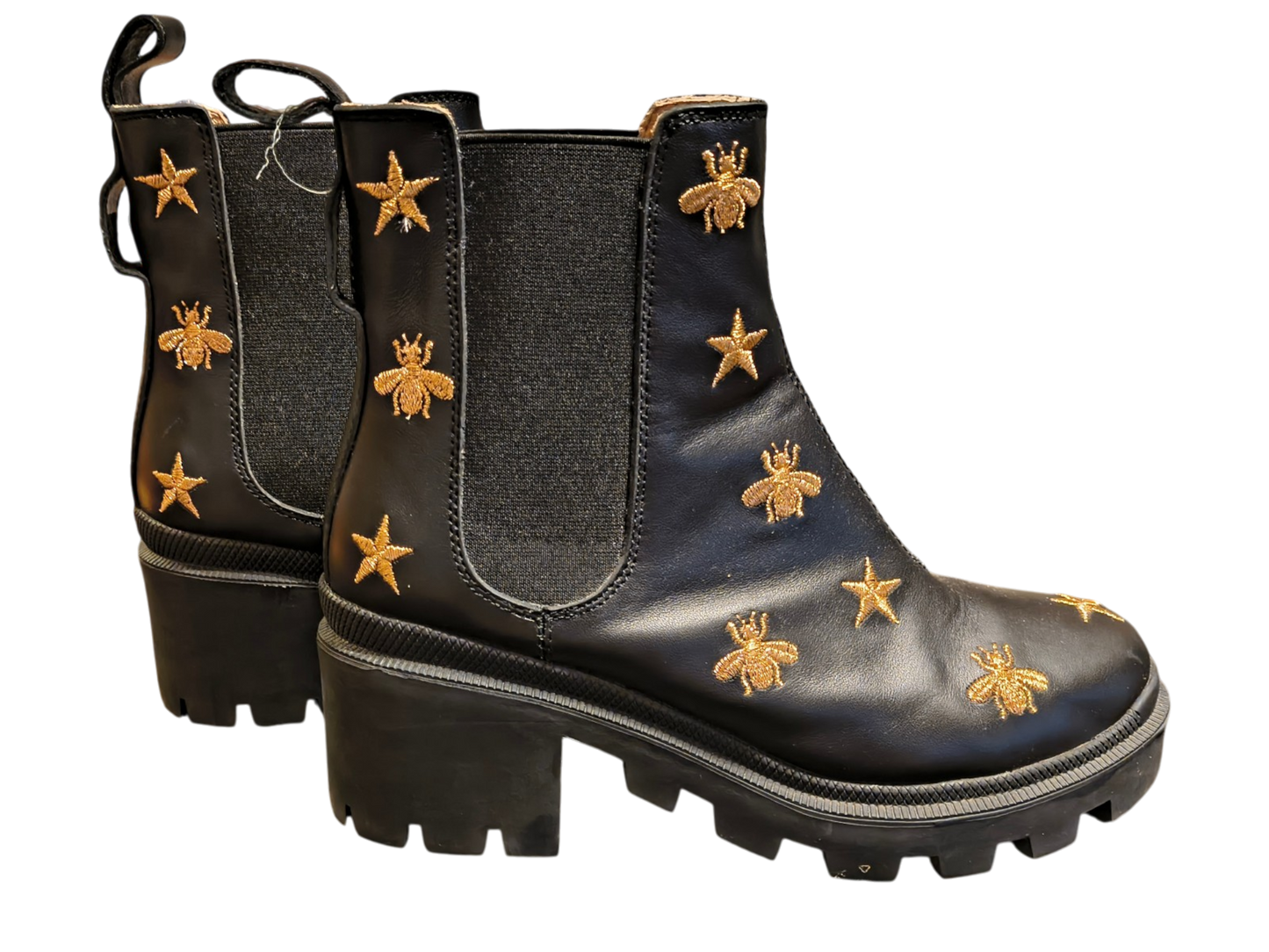 Gucci Leather Bee and Star Chelsea Boots