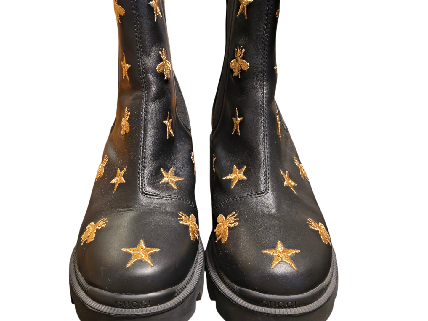 Gucci Leather Bee and Star Chelsea Boots